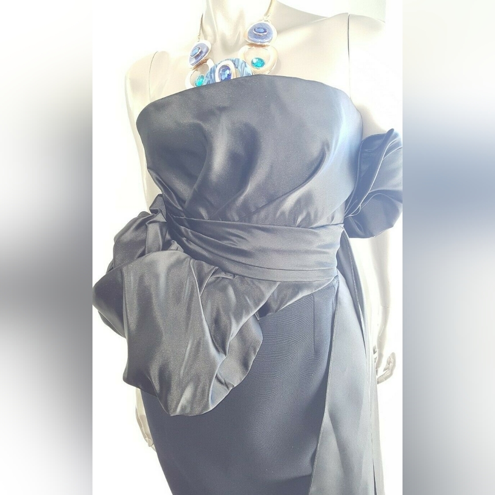 $3,400 NEW OSCAR DE LA RENTA BLK RUNWAY DRESS TOP SACH XS - Picture 5 of 10